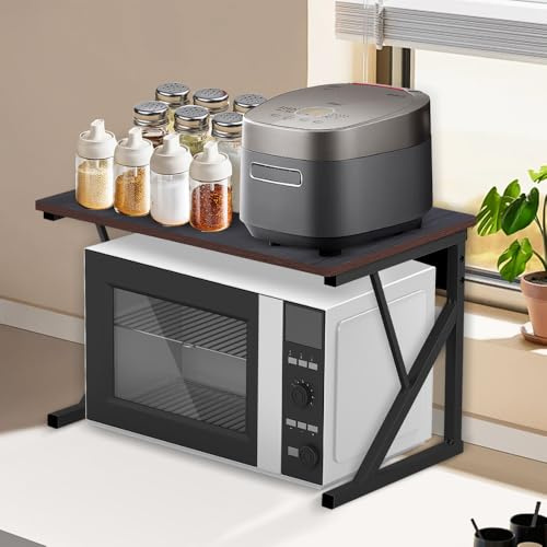 LIUNNCC 2&3 Niveaux Support de Four à Micro-Ondes,Etagere Rangement Cuisine Four à Micro Ondes,Support de Four à Micro-Ondes, étagere Cuisine Micro Onde,Meuble Micro Onde (54 * 35 * 34.5cm(Noir))