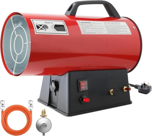 INGRIKT 10KW 34100 BTU/hr Portable LPG Gas Space Heater with Adjustable Gas Flow & 4-in-1 Safety Protection, 300m³/h Industrial Propane Butane Hot Air Blower for Workshops Warehouses Garages, Red