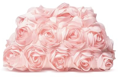 HuiYStar Evening Bag for Women, Evening Bags with 3D Flowers, Floral Bridal Clutch Bag, pink, 25 x 14 x 7,5 cm
