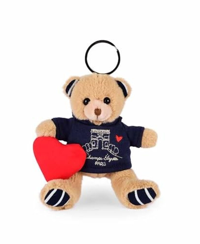DOUDOU ET COMPAGNIE - Porte-Clés Peluche Ours T-Shirt Brodé Arc de Triomphe & Champs Élysées - 14cm - Collection Amour de Paris - Mini Peluche Douce - Idée Cadeau Souvenir Adultes & Enfants - SP4281