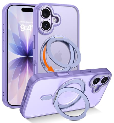 Telaso for iPhone 17 Case with Magnetic 360° Rotatable Ring Stand [Compatible with MagSafe] Slim Shockproof Protective Phone Cases for iPhone 17 6.3, Purple Lavender