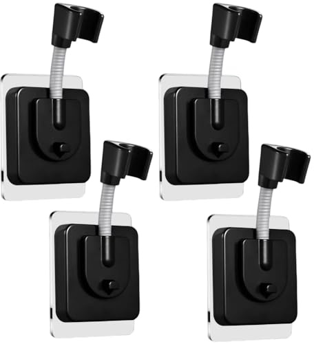 XFSRG 4 Pièces Support De Pommeau De Douche Sans Perçage 120° Réglable Accroche Pommeau de Douche Montage Mural Adhésif Puissant pour Salle de Bain (Noir)
