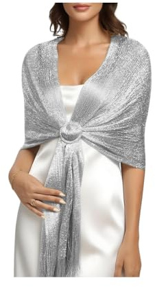 YZROHYI Schultertuch Damen Festlich,Funkelnde Stola für Abendkleid,Umschlagtuch Glitzer mit Fransen und Schalschnalle,Schimmernder Stolas Lang,Schal und Wraps für Damen für Brautkleider Abendkleider