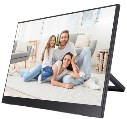 PUSOKEI Monitor Portátil de 15,6 Pulgadas, 1080P FHD USB C HDMI Monitor de Viaje Ultradelgado con Soporte, WiFi 2,4G/5G, 2 Altavoces Integrados, para Tableta Portátil PC