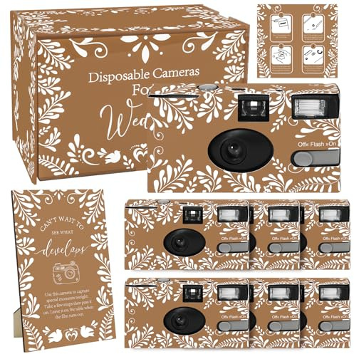 FYSUIMU 12 Pcs Cielito Lindo Wedding Disposable Cameras Terracotta Flower Single Use One Time Film Cameras with Acrylic Box Sign for Mexican Fiesta Cinco De Mayo Birthday Baby Shower, 17 Exposures
