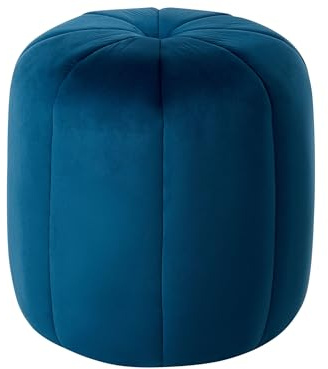 Sittpuff Modern Rund Sammet Glam Vardagsrum Sovrum Blå Selby