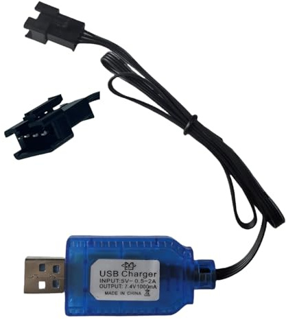 7.4V Lipo Battery RC USB Charger Cable with SM-4PIN Plug Compatible RC Car/RC Plane/RC Tank/RC Boat and Other Remote Control Toys for USB Charger with Battery Protection (1, Blue)