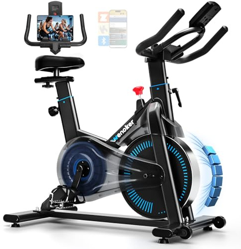 Wenoker Heimtrainer Fahrrad mit Verstellbarem Magnetwiderstand, Ergometer Hometrainer Fahrrad mit APP, LCD-Monitor, Tablet-Halter, Höhenverstellbar, Leises Fitnessbike Bis 160kg