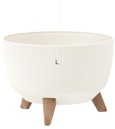 MELTOM Macetero con patas insertado para hierbas, macetero ecológico reciclado (crema, L - 40 cm)