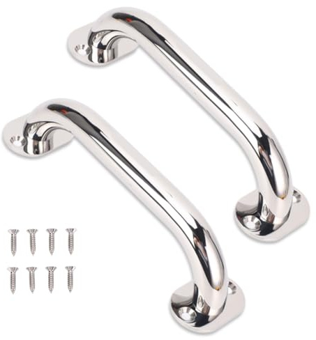 2 barras de agarre para barco, manijas de acero inoxidable para barco, empuñadura de 7.9 pulgadas con tornillos, herrajes de cubierta, pasamanos para escotilla de yate