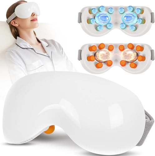Augenmassagegerät mit Wärme und Kühlung für Migräne - 15 Massageknoten zur Entlastung der Augen, Wiederaufladbare Bluetooth-Musik, Verbessern Sie den Schlaf, Geburtstags- & Urlaubsgeschenke für Frauen