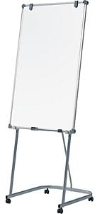 MAUL Whiteboard 2000 MAULpro 120x75 cm | Mobile Magnettafel aus Aluminium | 5 Stufen höhenverstellbar | Quer- und Hochformat möglich | Inkl. verschiebarer Ablageschale für Marker | Grau