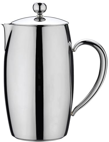 Café Stal Bellux Thermal Wall Cafetiere 3 Cups / 350ml – 18/10 Stainless Steel Insulated French Press Coffee Maker – Mirror Polished Finish, Cool Touch Handles, Drip-Free Spout