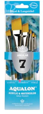 Royal & Langnickel Aqualon Angular Artist Brush Set, 7-Piece