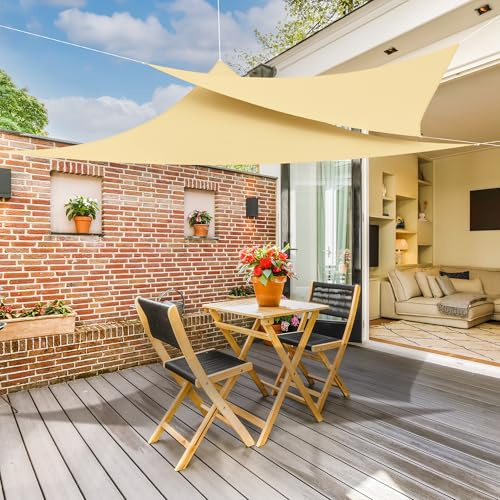 jarolift Sonnensegel Dreieck Gleichschenklig, Wasserabweisend, Sonnenschutz Sichtschutz für Terrasse Garten Balkon, Polyestergewebe 300 x 300 x 300 cm, Sand