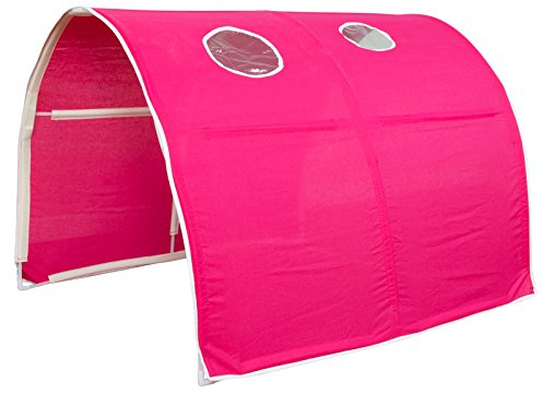 Homestyle4u 1442 Betttunnel Magenta - Bettzelt für Kinder & Hochbett | Traumzelt Baumwolle - Maße 90x100x70 cm - Spielzelt Tunnel für Einzelbett & Kinderbett - Inklusive Fenster & Gestänge