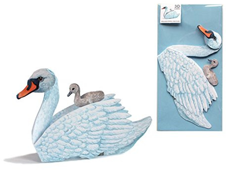 SCHWAN mit Küken 3 D-Pop-Up-Karte/Faltkarte mit einer Schwanen-Mama mit Baby - eine süße Glückwunschkarte zur Geburt