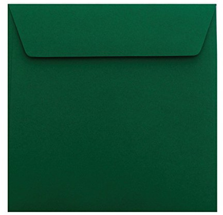Paper24 25 quadratische Briefumschläge 155x155 mm, haftklebend, 120 g/qm, für Hochzeitskarten im Format 148x148 mm in der Farbe Dunkelgrün