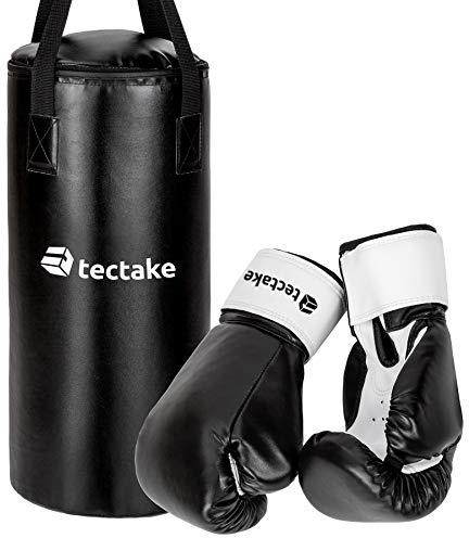 tectake Kinder Box Set Boxsack 62cm gefüllt mit 9kg + Halterung inkl. Boxhandschuhe mit Klettverschluss