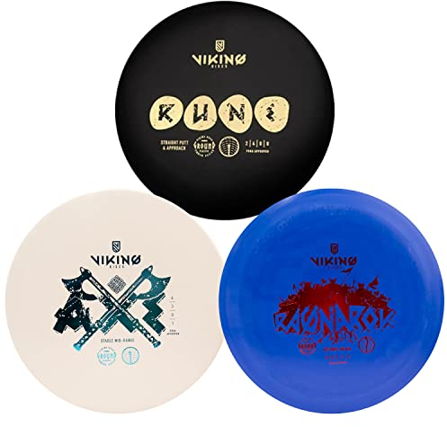 Viking Discs Starter Disc Golf Set – 3 Scheiben für präzises Werfen, PDGA zugelassen – Outdoor Spiel für Erwachsene mit Putter, Mid-Range und Driver