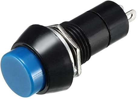sourcing map 10pcs,12mm Interruptor pulsador redondo de enclavamiento autoblocante SPST Azul 1 NO 1 NC