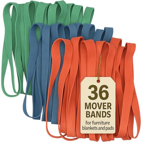 Lot de 36 élastiques en caoutchouc extra larges pour couvertures de déménagement et meubles – Variété de tailles 66 cm, 76,2 cm et 106,7 cm – 36 bandes mobiles au total kitchentoolz