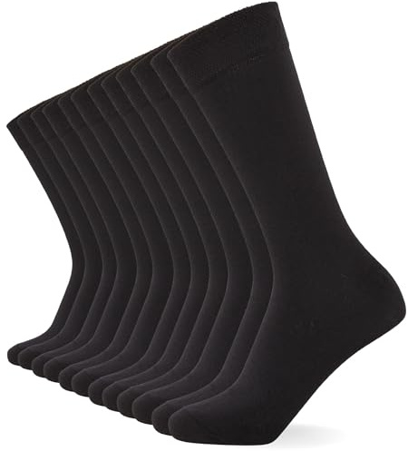 FM London confezione da 12 calzini unisex super morbidi al polpaccio, Calzini da uomo e calzini da donna con design traspirante e resistente agli odori, Nero, 39-42