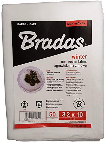 Heavy duty (50gsm) plant protection fleece fabric,PROTECTS against wind rain, frost sun and pests (3.2m x 10m, White) REUSABLE & WASHABLE