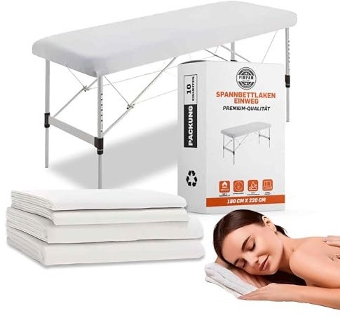 Pack 10 Enkel-spännlakan som är Justerbar | 180 x 220 cm | 100% återvinningsbar | Vattentät och hypoallergen | Idealisk för sängar, massagegar, sjukhussängar | Tillverkad i Spanien.