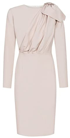 Swing Fashion Bridget | Beige Altalena Moda Donna Elegante Matita Lavoro | tubini | Abito Festivo | Vestito da Festa Cocktail | Abiti Vintage | Lunghezza al Ginocchio | Manica Lunga M(38), M