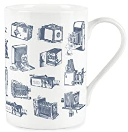 Purely Home Vintage Hobbies Range - Cameras and Photography Themed Mug - Bone China Style White Mug Coffee/Tea Gift