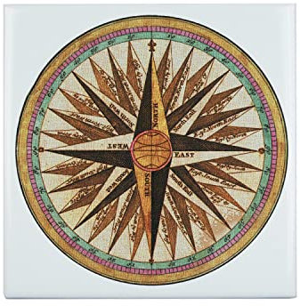 Fabulous Piastrella in ceramica decorativa 20 x 20 cm - Rose des Vents Bussola Antica Pittura Strumenti di Navigazione Vintage
