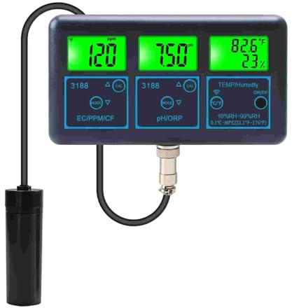 7 in1 Wasserqualität Tester, Tuya WiFi Multifunktionaler Wassertester Digital mit WLAN für Aquarium Pool Labor pH ORP EC PPM Temperatur Feuchtigkeitsmessung