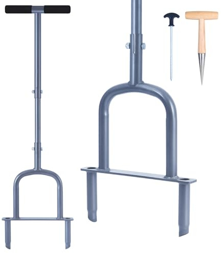 DUOLIYBC Rasenbelüfter, 102 cm, manueller Stopfen für verdichtete Böden, Rasenbelüfter für kleine Höfe, robuster Belüfter für verdichtete Böden und Rasenflächen (schwarz)