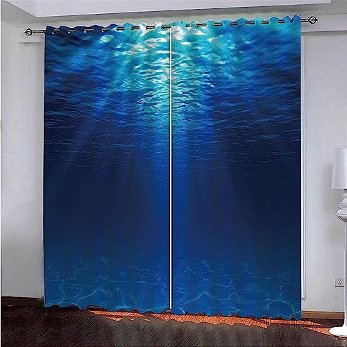 Schattierung Vorhänge Junge Blaues Meer 3D Druck 2Er Set Isolierung Schalldichte Kinder Gardinen Blickdicht Mit Ösen Vorhang Fenster Für Wohnzimmer Schlafzimmer Balkon -5A2I8J1F8Y3