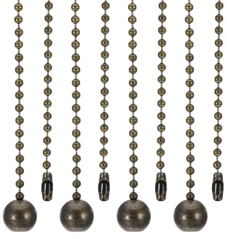 PATIKIL 1M 3.3ft Ceiling Fan Pull Chain, 4 Pcs Beaded Pulls Cord Extender Ball Pendant for Fan Light Chandelier Table Lamp Pulling Switch, Bronze