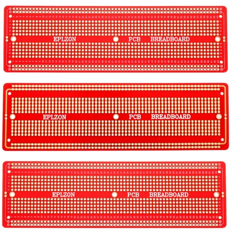 EPLZON 3Stück 6.8x2.05 Breadboard Lötbar Prototyp PCB Board Kit für Elektronik Projekte Kompatibel für DIY Lötkreise Projekte Prototyp Board,rot
