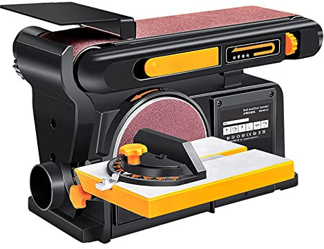 Macchina Multifunzione da Tavolo a Nastro, levigatrice a Nastro abrasivo da 750 W, lucidatrice per Carta vetrata, Angolo Regolabile da 0 a 90 °, Adatta per Metallo, Legno e Vari Materiali