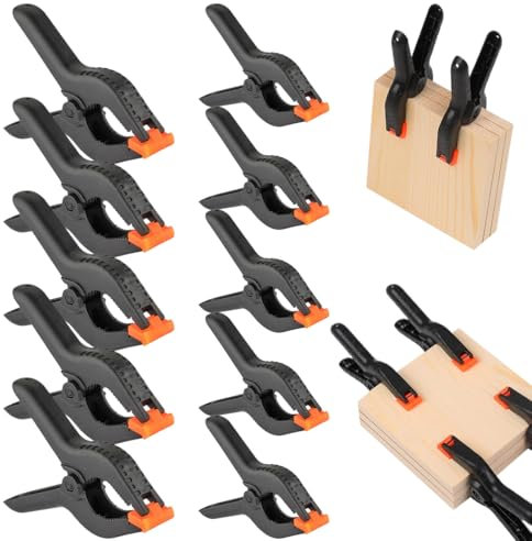 SOIDMHP Nylon Spring Clamps, 10pc Set, Black, 5x2in & 5x3in, Heavy Duty Grip Clips, Ideal for Woodwork, Photography & More