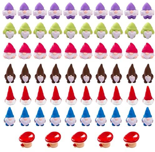 BestAlice 65 Pièces Ornements de Mini Nains de Jardin, Décoration de Micro Paysage Nain de Jardin, Accessoires de Statue de Jardin Miniatures pour L'extérieur, Le Bureau