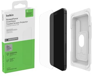 Belkin ScreenForce InvisiGlass iPhone 16 Pro Max Displayschutz, kratzfester Stoßschutz folie, Positionierungsschale für blasenfreie Applikation, hergestellt aus recyceltem Glas für iPhone 16 Pro Max