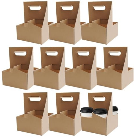 Smileshiney Porte-gobelet avec poignée, porte-gobelet pour la livraison - 10 porte-tasses à café - Support en carton solide - Boîtes pour le service de livraison