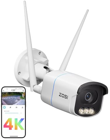 ZOSI 4K WiFi Security Camera Outdoor with 8MP Full Color Night Vision, F1.0 Large Aperture, 1/1.79 Image Sensor, Smart Warm Light, Human/Vehicle Detection, AL186W8 CCTV Camera