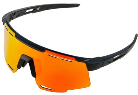 keynoyin Bunte Fahrradbrille mit Myopie-Rahmen, winddicht und Sonnenschutz-Sonnenbrille für Bergsteigen, schwarzer Rahmen, schillernder roter Film