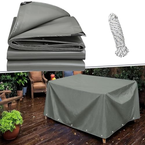 Gewebeplane Grün Abdeckplane 2.2 x 2.5 m Uv-Beständig Wetterfest Reißfest Abdeckung Hochwertige PVC Teichfolie für Gartenmöbel, Pool, Auto, Trampolin, Grau