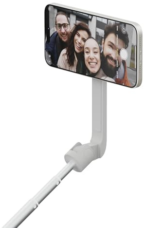 ShiftCam SnapStand Max Selfie Stick magnétique et trépied - Compact, pliable et rétractable, avec tête basculante et télécommande magnétique Bluetooth (Pierre, SnapStand Selfie)