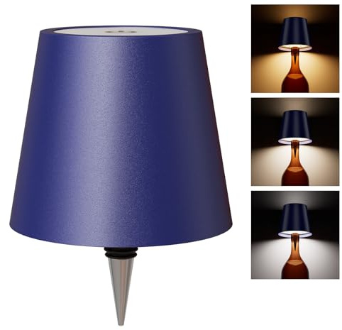 WOKWOYIO Wireless Bottle Lamp， Wireless Lamps Rechargable, Touch Control Stepless Dimming 3 Color Temperatures Bottle Lamp Kit Lampshade for Bar,Restaurant，Room Decor