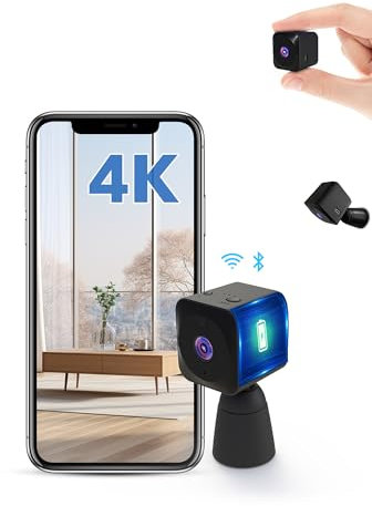 AOBOCAM Camara Espia 4K HD Mini WiFi (2.4Ghz) Camara para Ver En El Movil, Interior/Exterior Mini Cámaras De Vigilancia inalambricas Larga Duracion Detección de Movimiento