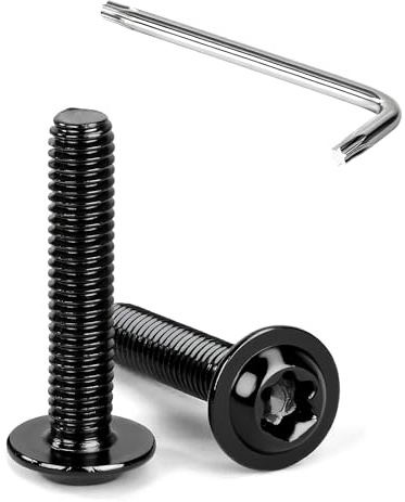 Tunejoy Linsenkopfschrauben mit Flansch Trox M6 x 30 mm Schwarz Linsenkopfschraube Innensechskant Edelstahl A2 V2A Flanschschrauben Vollgewinde mit T30 Inbusschlüssel 20 Stück