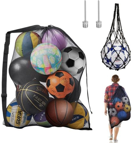 Megcdtr Extra Große Ballnetz, Ballnetz mit Fußballnetztasche, Balltasche Netz, Mehrzweck Balltasche Netz, Große Tasche Ballsack Altbar Aufbewahrung Wiederverwendbar für Fußball Basketball Volleyball